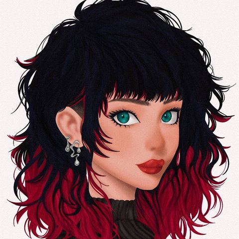 Self-portrait painting of Rafaella Hadjicosti