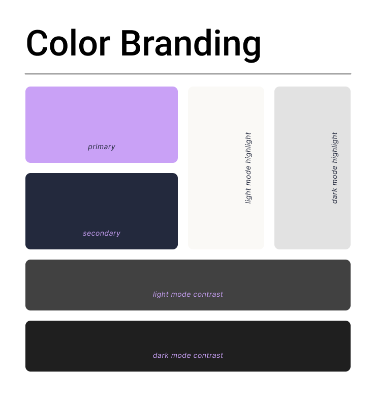 RsrvIn colour branding: primary lilac, secondary dark navy, light mode highlight off-white, dark mode highlight light grey, light mode contrast dark grey and dark mode contrast near-black