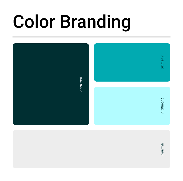 VITALE colour branding: contrast deep teal, primary teal, highlight light aqua and neutral light grey